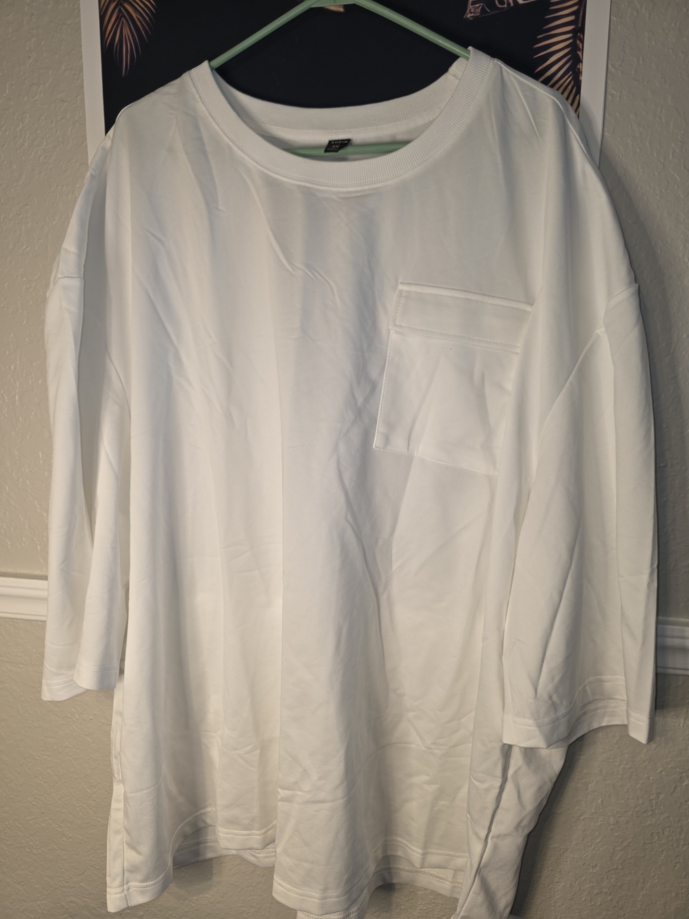 SHEIN White Oversized Tee with Chest Tag